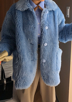 블루 양털 하프코트
