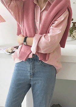 깅엄체크 셔츠(핑크,연보라,소라,옐로우)